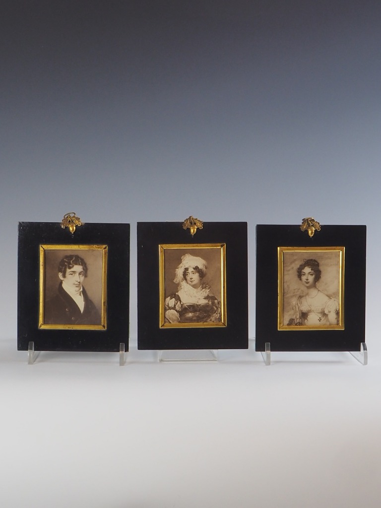 Set of 3 Antique Acorn Miniatures with Original Photographs
