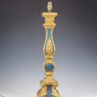 19th Century Italian Carved Polychrome Blue and Giltwood Table Lamp