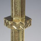 Antique French Brass Geometric Art Deco Pricket Candlestick